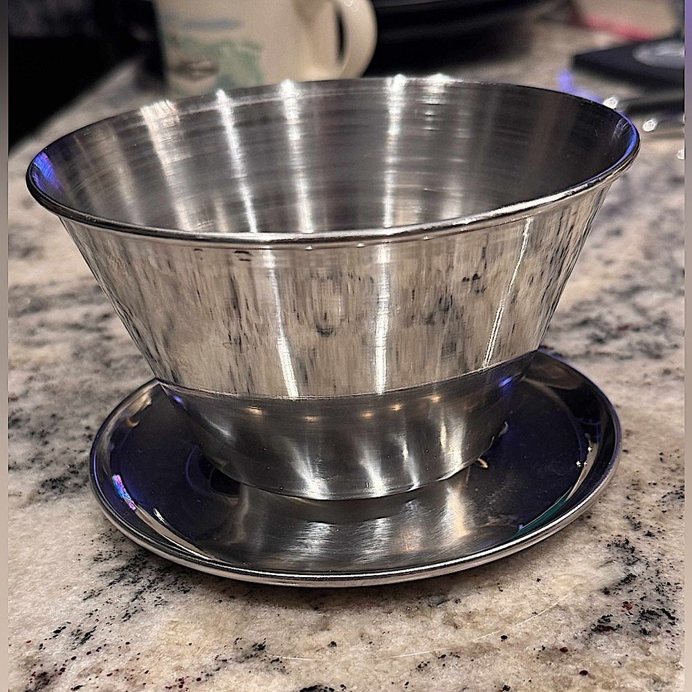 Stainless Steel bowl with platform 4in tall 5in wide